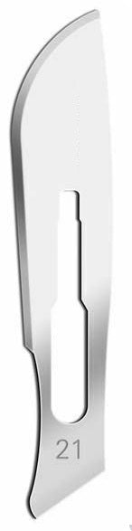 Surgical Scalpel Blades #21, Sterile, Carbon Steel Blade, 100/BX