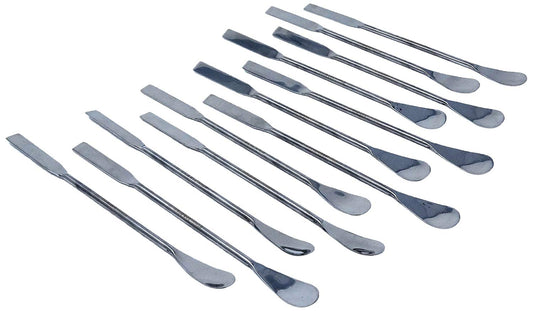 IMS-SQSP7-12 Pack of 12 Lab Micro Double Ended Spatula Flat Square/Spoon Ends, Overall Length 7", Stainless Steel