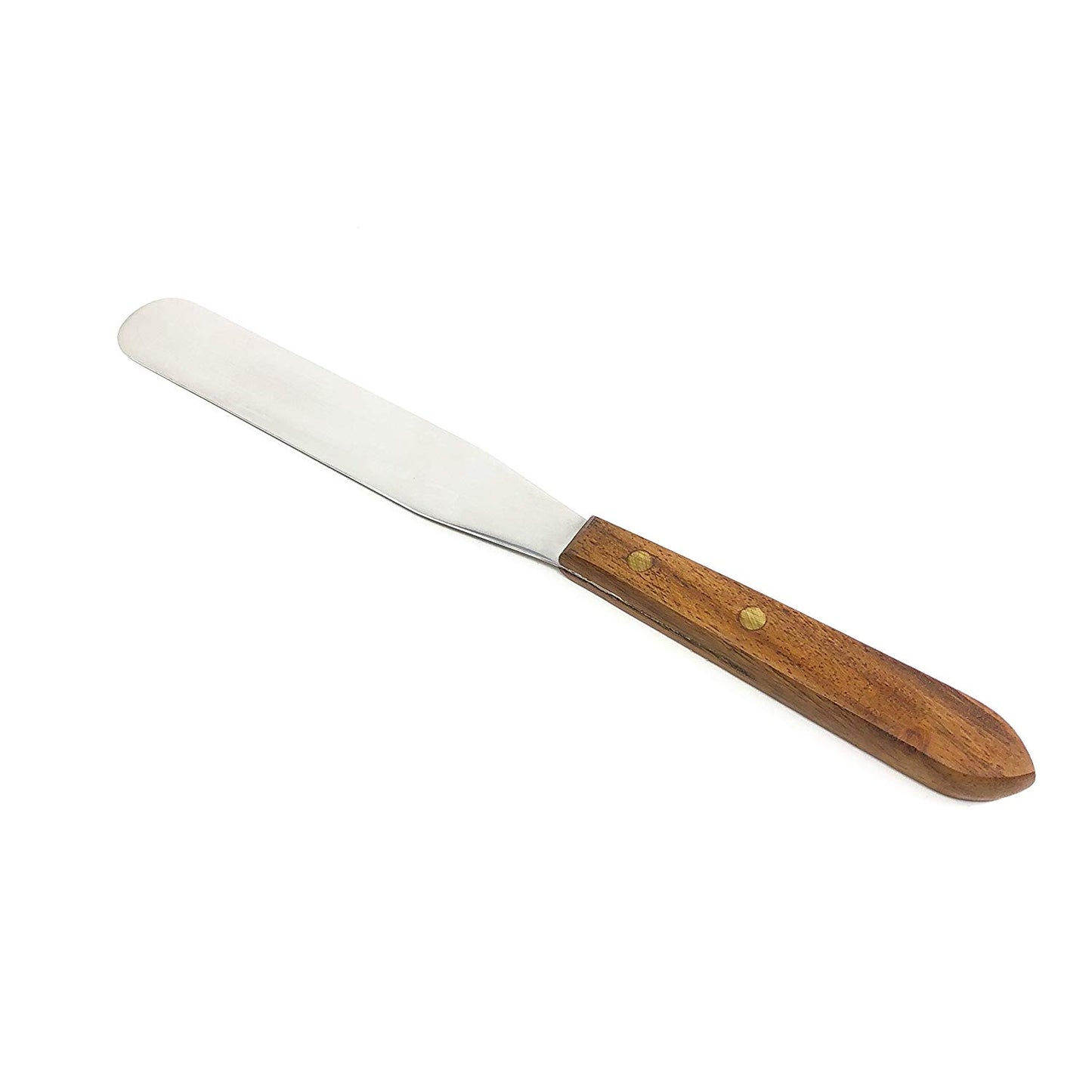 IMS-WHSPT8 Lab Spatula Wooden Handle, 8" Stainless Steel Blade, Brass Rivets