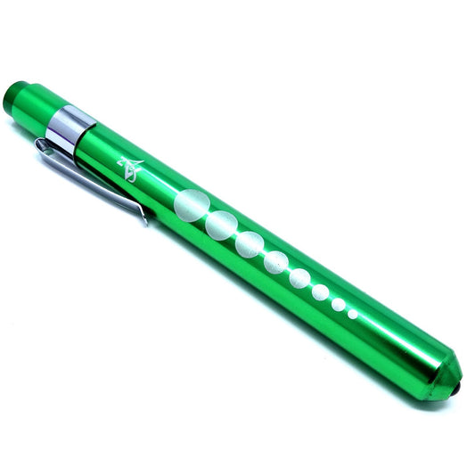GREEN Reusable NURSE Penlight Pocket Medical LED with Pupil Gauge