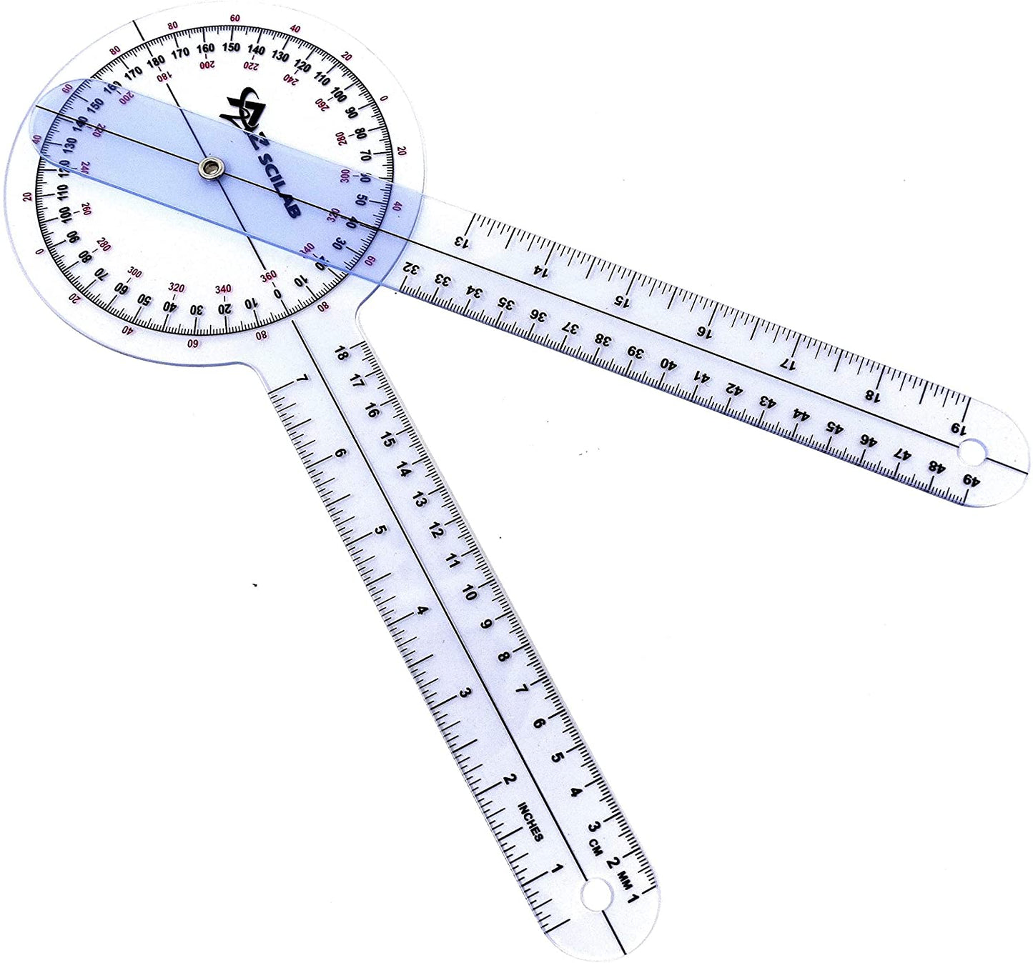 Plastic 12" Goniometer 360 Degree Physical Therapy Angle Protractor