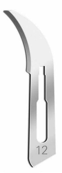 #12 Disposable Scalpel Blades 100/box , Sterile, Carbon Steel Blade