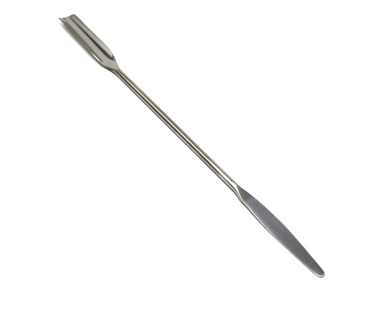 IMS-DE008 Stainless Steel Double Ended Micro Lab Spatula, Semi Circle Scoop Spoon & Tapered Arrow End, 7" L