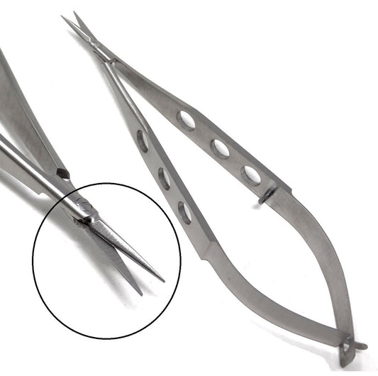Vannas Micro Small Blade Stitch Scissors Straight, 4'', Fenestrated