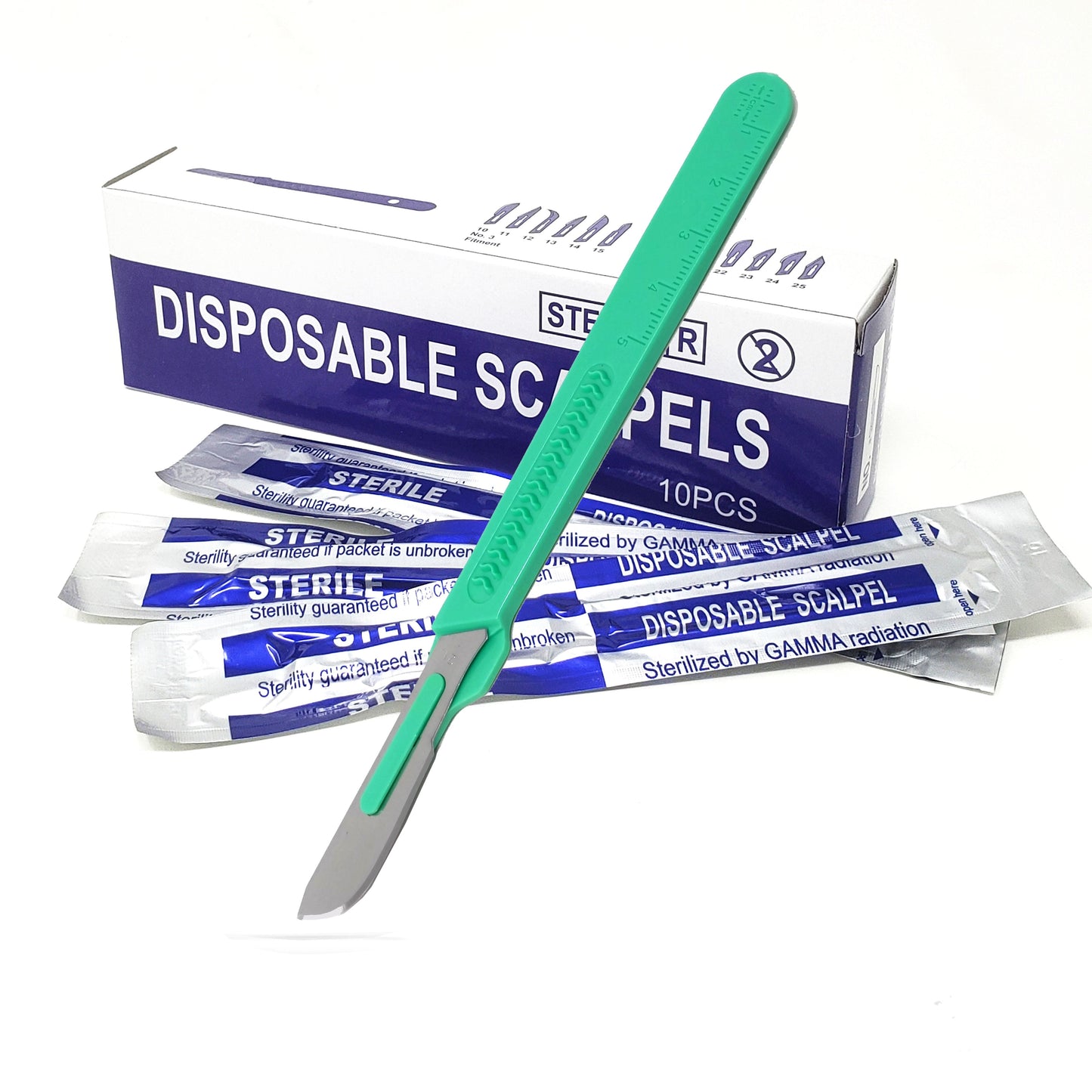 Disposable Scalpels #21, 10/bx Carbon Steel Blades, Plastic Handle