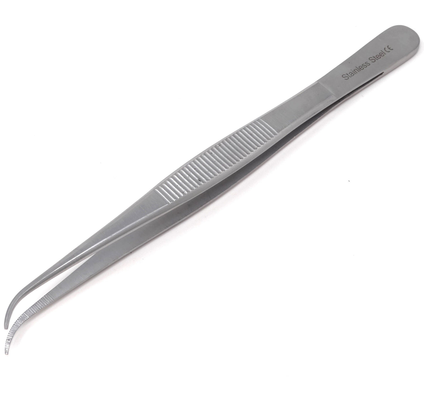 Dissecting Forceps Stainless Steel Micro Fine Point Serrated Tips 5.5" Curved Tweezers