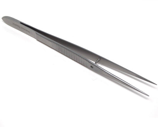 Dissecting Forceps Stainless Steel Micro Fine Point Serrated Tips 4.5" Straight Tweezers