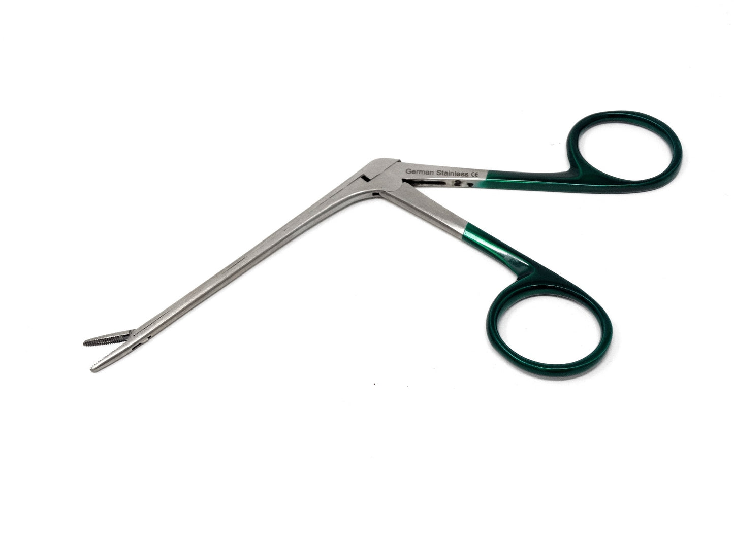 IMS-ALG06 Stainless Steel ENT Small Jaws Alligator Serrated Forceps 3.5" Shank, With Metallic Green Handle