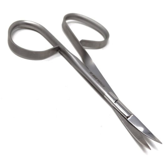 Ribbon Type Handle Iris Micro Sharp Fine Point Scissors 4" Curved