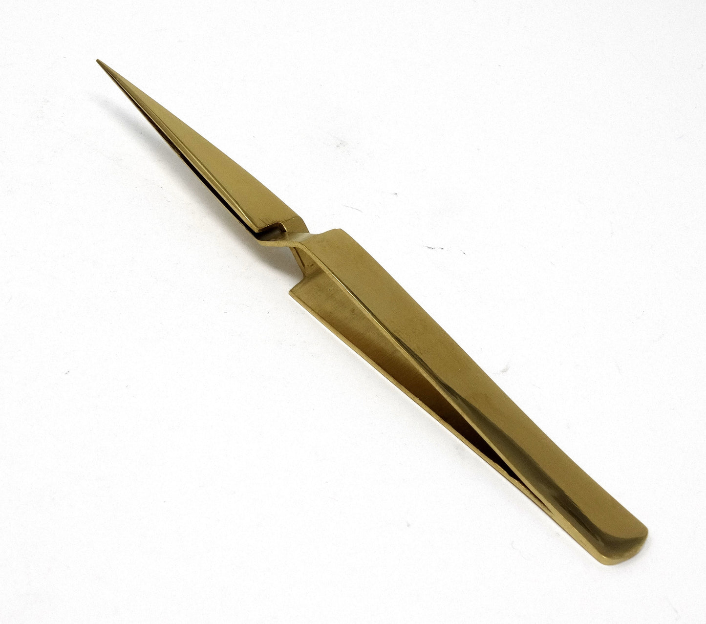 Stainless Steel 3D 5D 6D Volume False Eyelash Extension Tweezers X Type Straight, Self Retracting, Gold Plated, Premium Quality