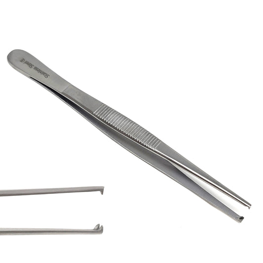 Dissecting Tissue 1x2 Rat Tooth Blunt Thumb Forceps Tweezers 5.5"