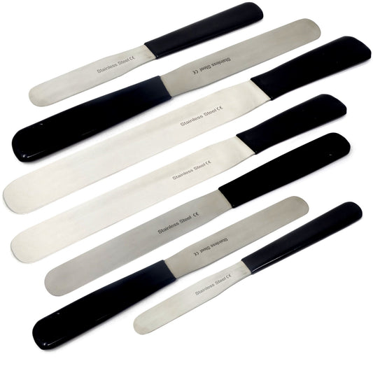 Set of 7 Pcs Stainless Steel Lab Spatulas with Vinyl Comfort Grip