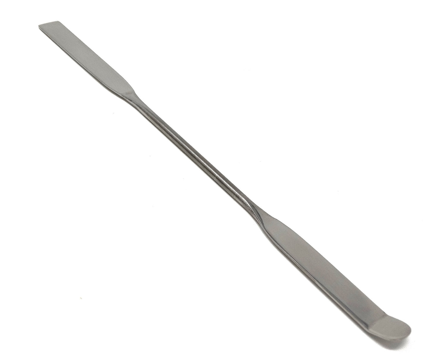 IMS-DE007 Stainless Steel Double Ended Micro Lab Spatula Sampler, Square & Round Angled End, 8" Length