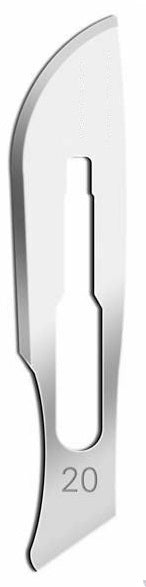 Surgical Scalpel Blades #20, Sterile, Carbon Steel Blade, 100/BX