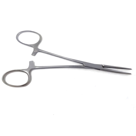 Pet Ear Hair Pulling Half Serrated Ratchet Forceps, Stainless Steel Grooming Tool, Silver 6.25" STR