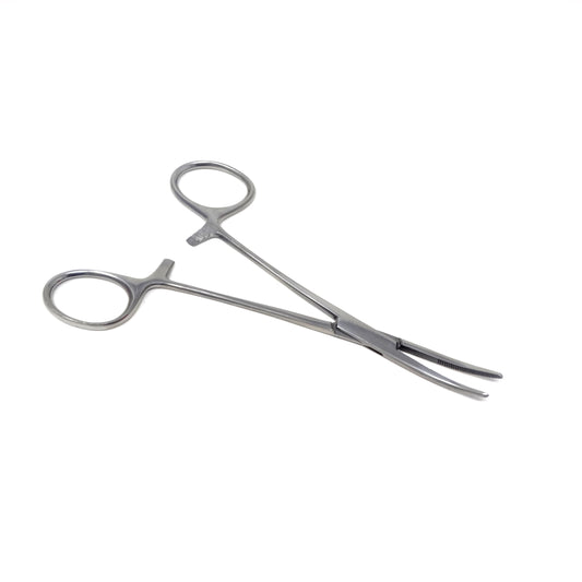 Pet Ear Hair Pulling Half Serrated Ratchet Forceps, Stainless Steel Grooming Tool, Silver 6.25" CRV