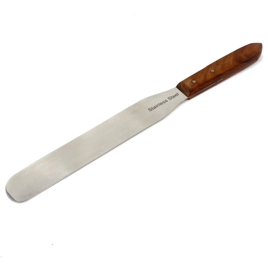 Stainless Steel Spatula Kitchen Utensil Chefs Knives Baking Tool - 12" Polished Blade, Wood Handle