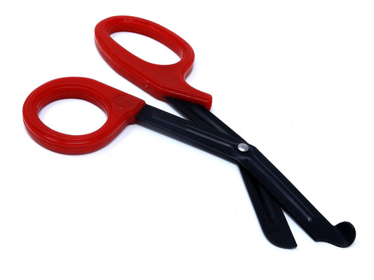 Red Handle with Fluoride Coated Black Blades Trauma Shears 7.25"