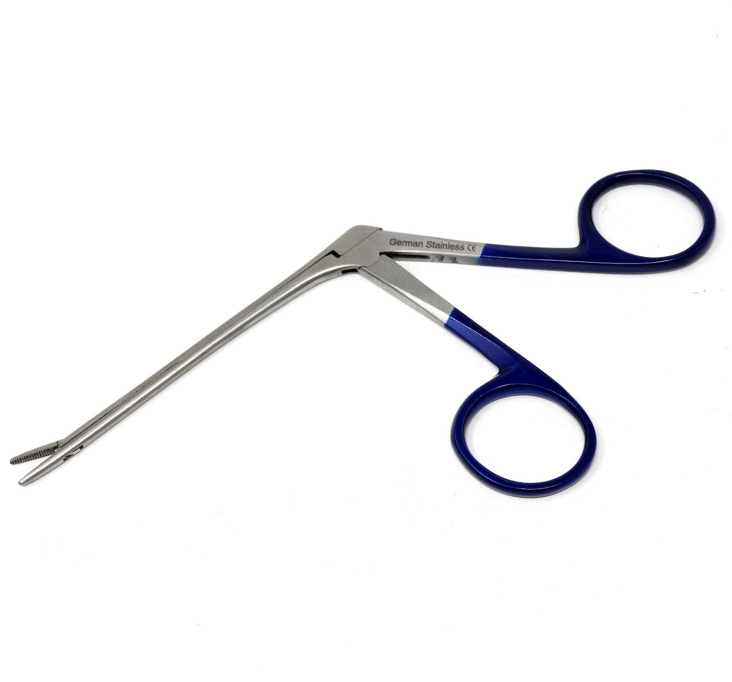 IMS-ALG02 Premium Quality Ear Wax Removing Removal Forceps 3.5" Shank, With Metallic Blue Handle, Serrated Jaws