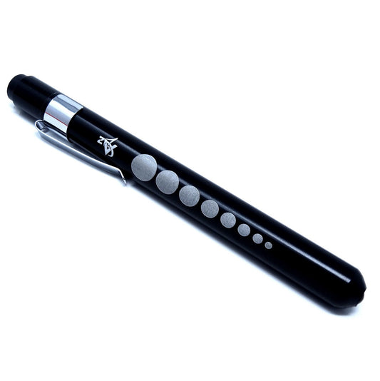 BLACK Reusable NURSE Penlight Pocket Medical LED with Pupil Gauge
