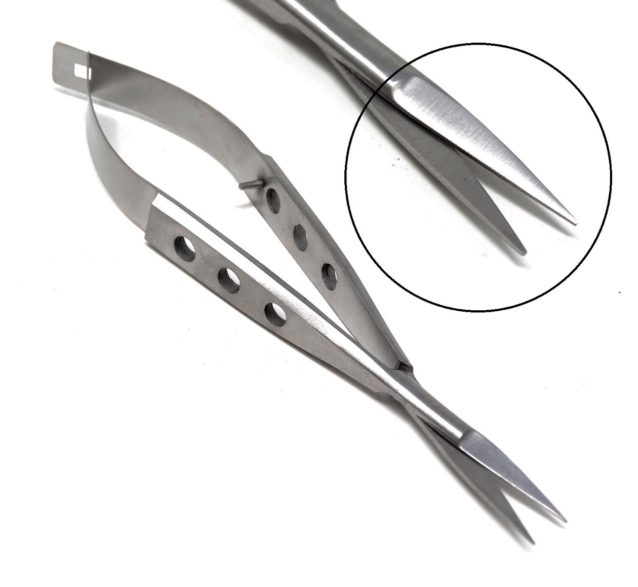 Micro Scissors 11.5cm Straight, Fenestrated Flat Handle
