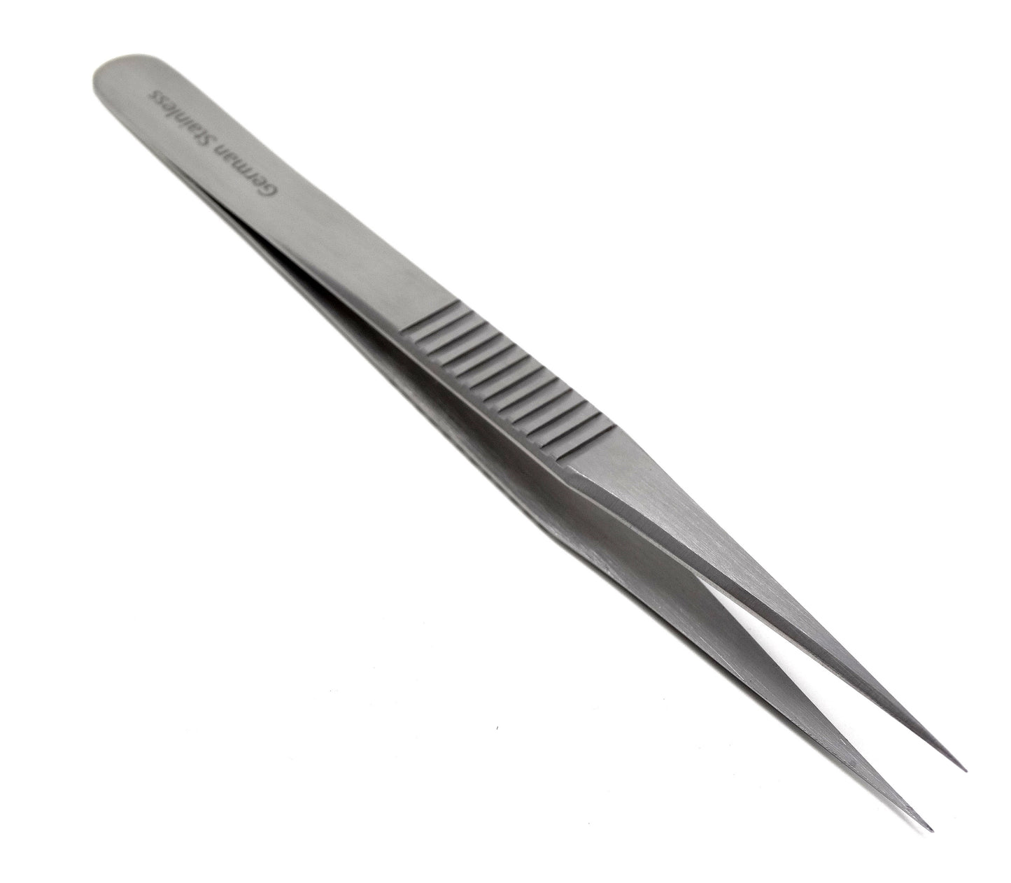 Stainless Steel Micro Surgical Forceps Tweezers Straight, Ridged Handle, Fine Point, Premium Quality
