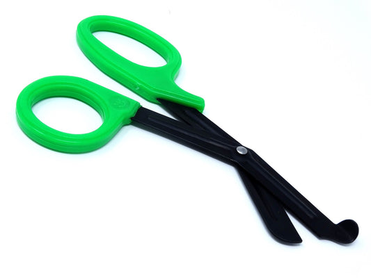Green Handle with Fluoride Coated Black Blades Trauma Shears 7.25"