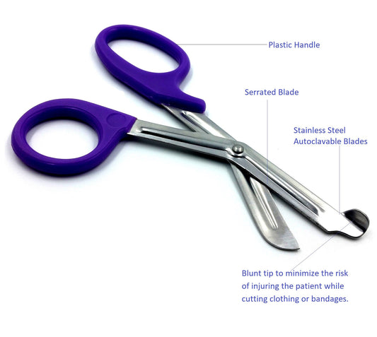 Purple Handle with Stainless Steel Blades Trauma Shears 7.25"