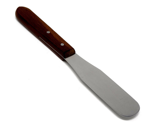IMS-WHS4 Stainless Steel Lab Spatula with Wooden Handle, 4" Blade, 0.62" Blade Width, 8" Total Length
