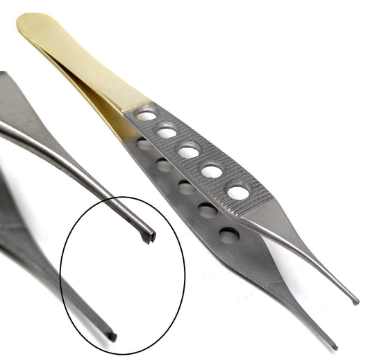 Adson Tissue 1x2teeth Forceps 6",Straight, Gold Handle